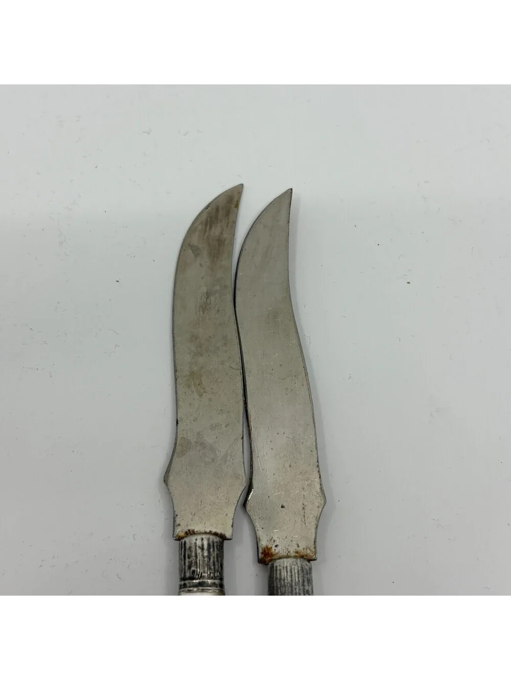 Vintage Mother Of Pearl Style Handle Butter Knives Lot Of 2 Curved Spreaders